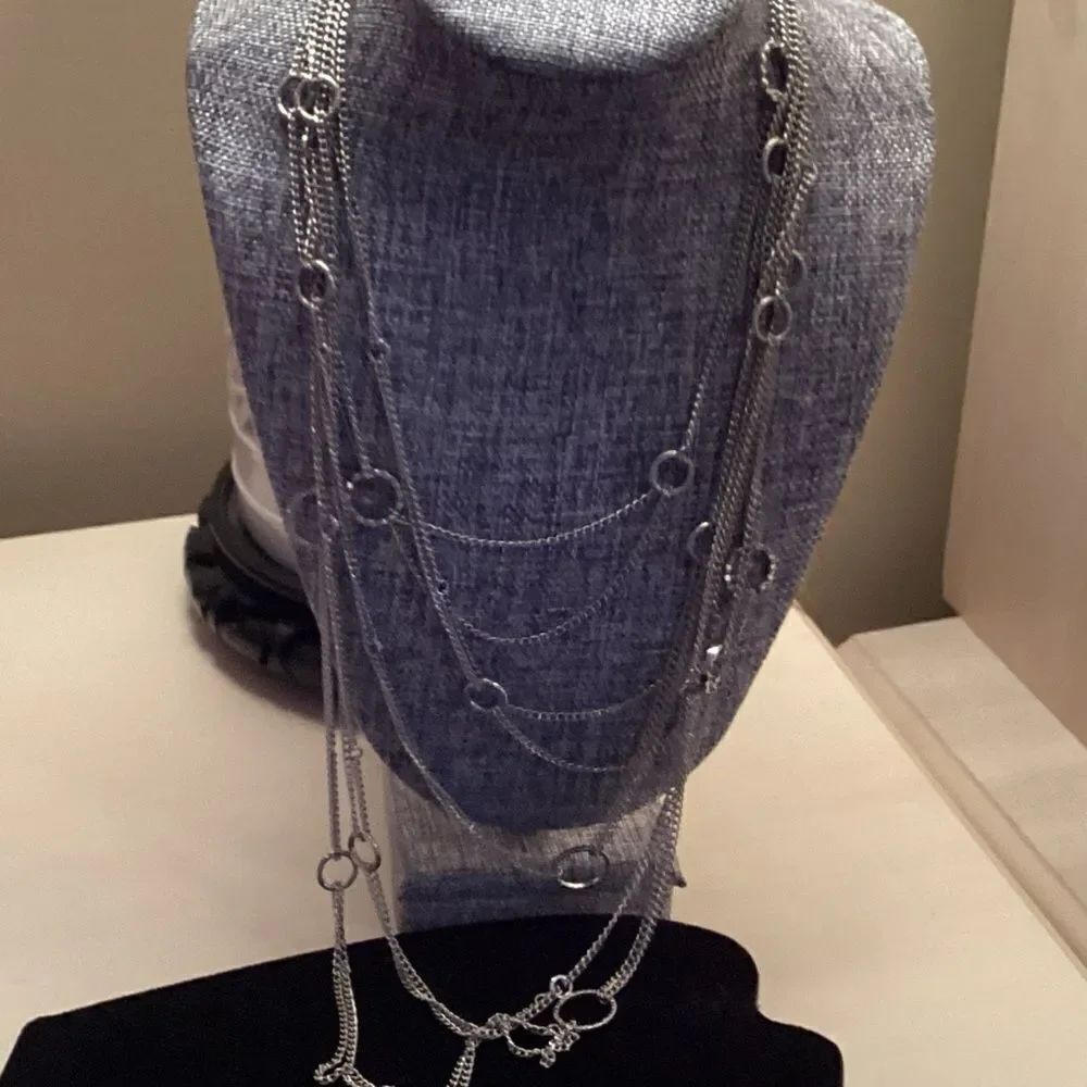 Silvertone 10 Strand Long Necklace